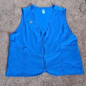 Walmart Employee Vest Blue Zip-Up With Embroidered Spark Logo Pockets Men's 2XL.
